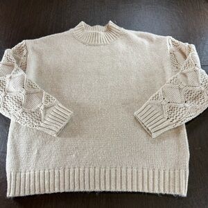 Grace + Karma Cream Textured Sleeve Knit Sweater - Women Sz XL